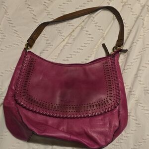 Tignanello Pink and Brown Shoulder Bag